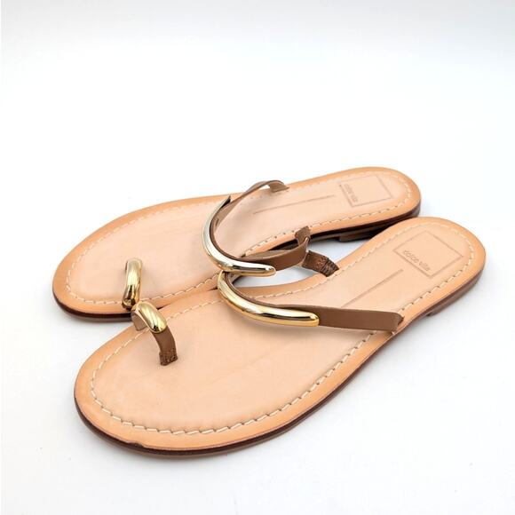 Dolce Vita Wink Toe-Ring Slide Flat Sandals Saddle Leather Size US8.5 EU39 - Picture 1 of 12